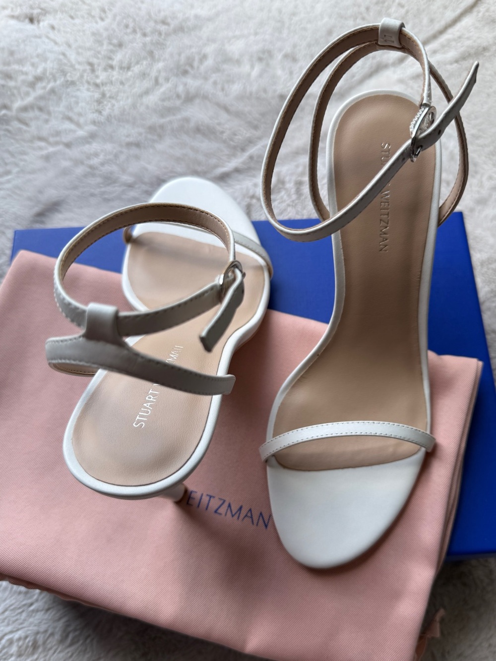 NWT Stuart Weitzman Dancer 95 White Leather Sandals Size 7